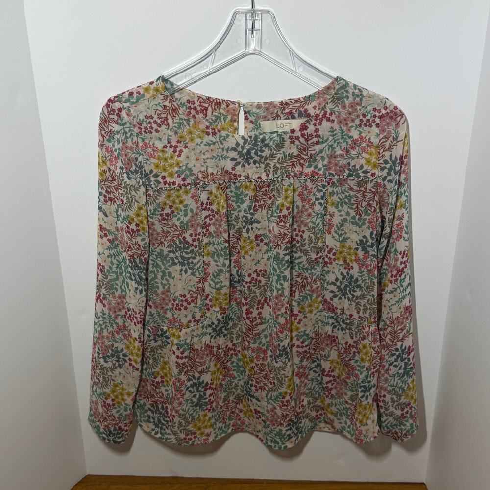 LOFT Floral Blouse Long Sleeve Lightweight Top Size XSP